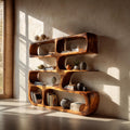 Minimalist Modern Sculptural Bookshelf, Abstract Wood Bookcase Display Stand for Living Room Art