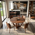 Teezano Elegant Round Dining Table, Handcrafted Solid Wood Kitchen Table for Minimalist Modern Dining Room, Model RTTHTTDN023
