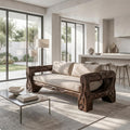 Organic Sofa Frame With Sculptural Open Loop Armrests For Living Room