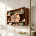 Spry Interior Contemporary Rounded Bathroom Cabinet, Solid Wood Luxury Suite Vanity Organiser Credenza, SILDTTRBRC011