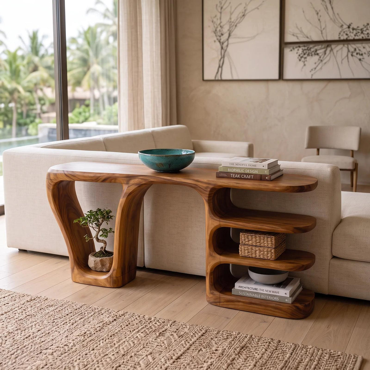 Minimalist Layered Console Table For Living Room