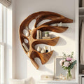 Modern Wall Mounted Wooden Floating Shelf, Handcrafted Solid Wood Wall Spice Rack Organizer for Kitchen Storage