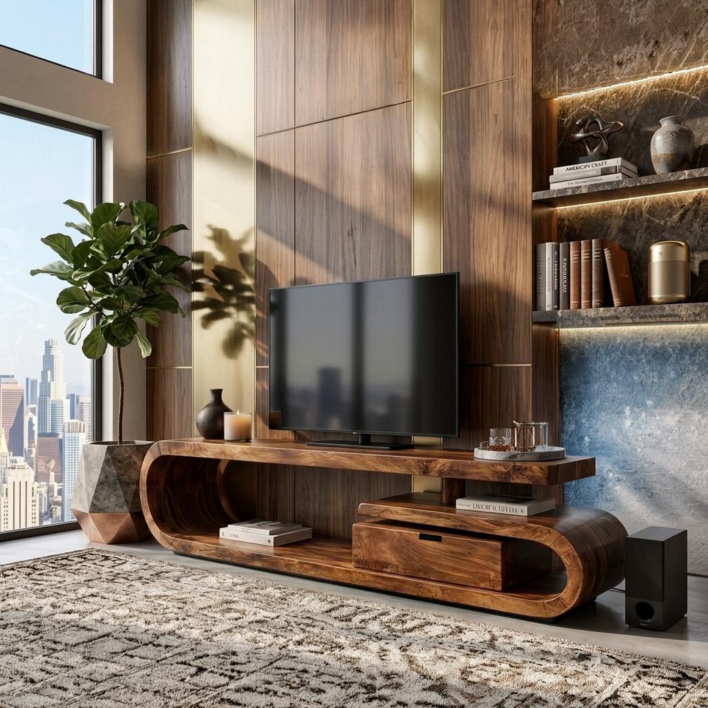 Handcrafted TV Cabinet For Living Room Media Use
