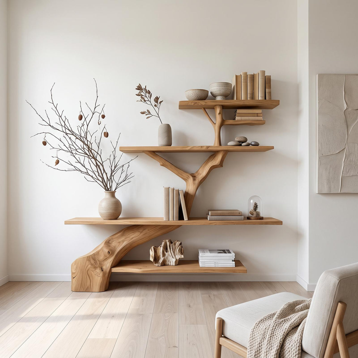Rustic Tree Shelf Entry Living Room