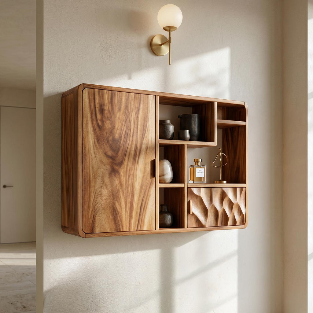 Spry Interior Architectural Wood Display Bathroom Cabinet, Guest Washroom Linen Storage Closet, SILDTTRBRC005