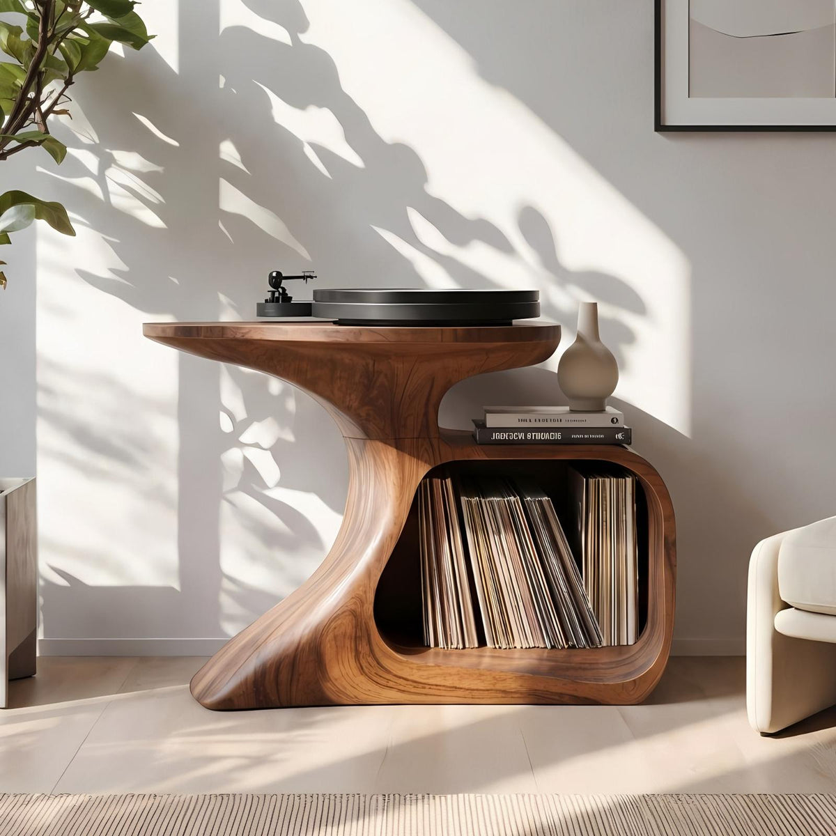 Handcrafted Record Stand Artisan Living Room Decor
