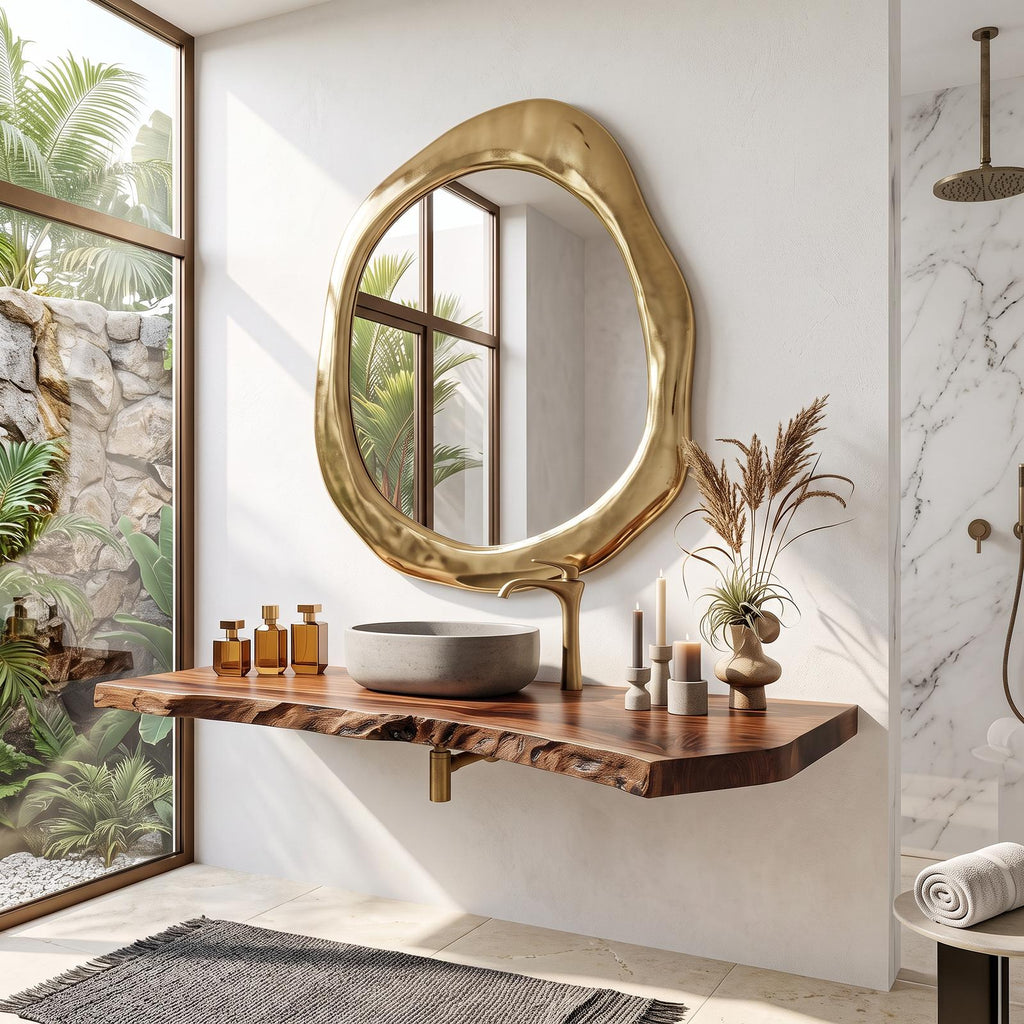 Wooden Floating Vanity With Live Edge For Bathroom SILDTTRBAS033