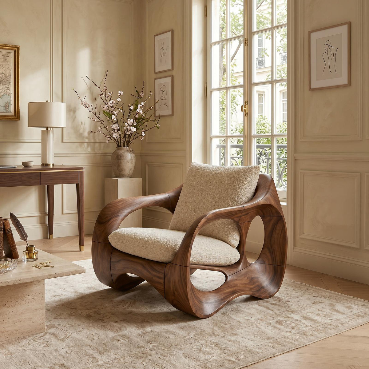 Parisian Luxury Sculptural Accent Chair Elegant Balcony SILDTTRCHR006