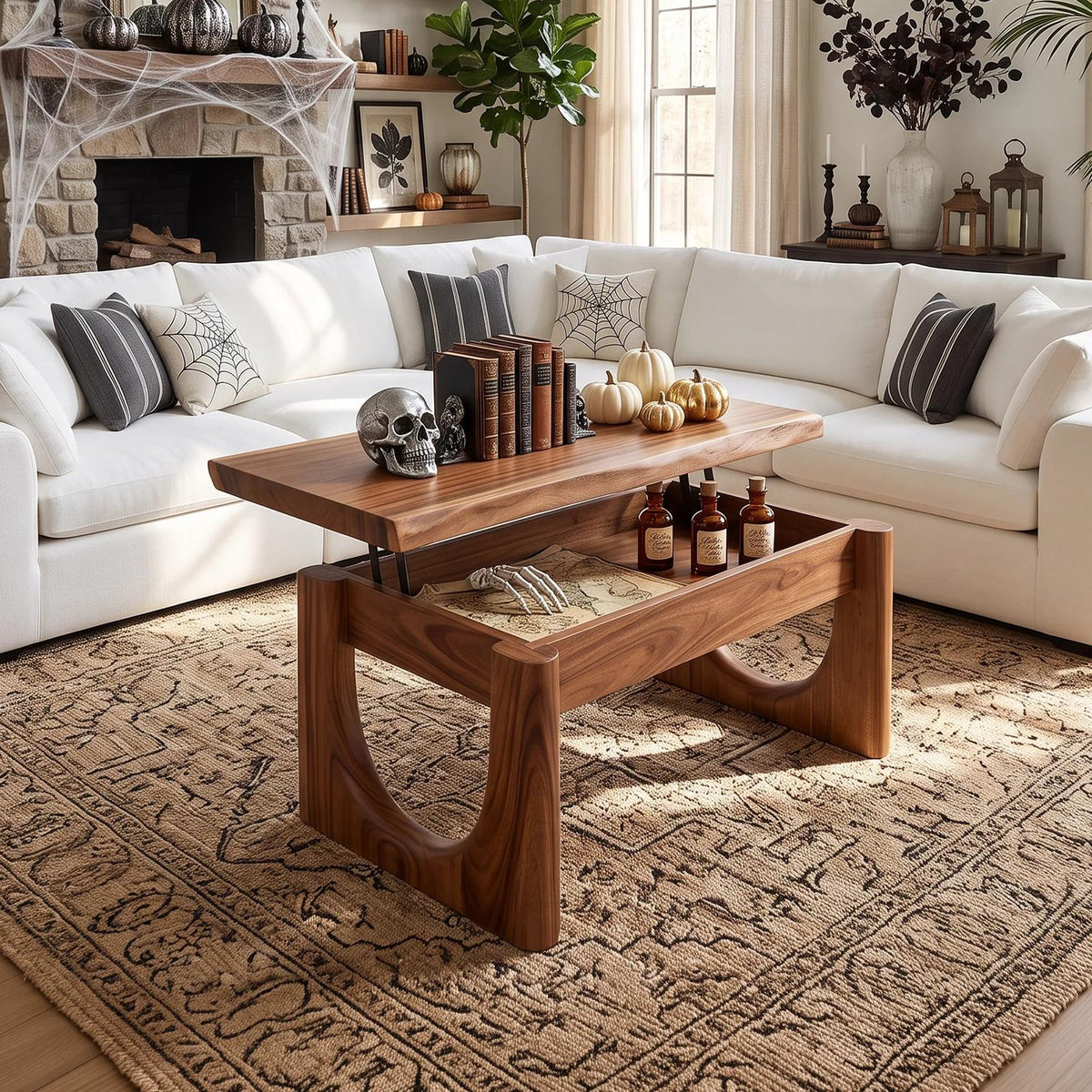 Farmhouse Halloween Lift Top Coffee Table Country Cottage