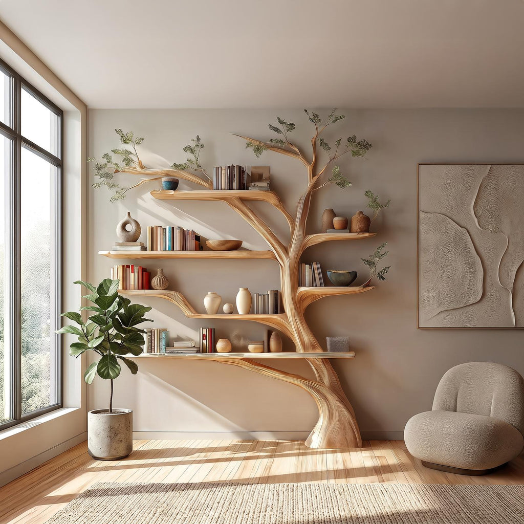 Rustic Book Tree Shelf Home Office