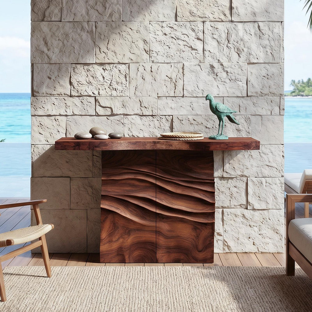 Contemporary Carved Entry Table For Modern Living Space