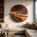 Organic Wooden Wall Clock, Handcrafted Unique Shape Solid Wood Timepiece for Designer Living Room
