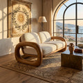 Mediterranean Inspired Wooden Sofa Coastal Living Room