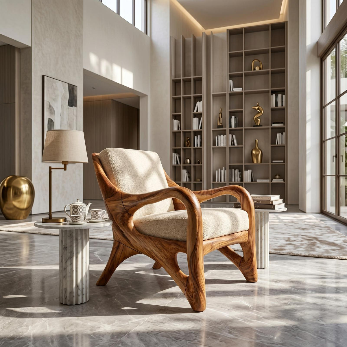 Organic Wood Reading Chair with Contemporary Artistic Form SILDTTRCHR022