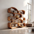 Contemporary Biomorphic Wooden Bookshelf In Fluid Design SILDTTRBS049