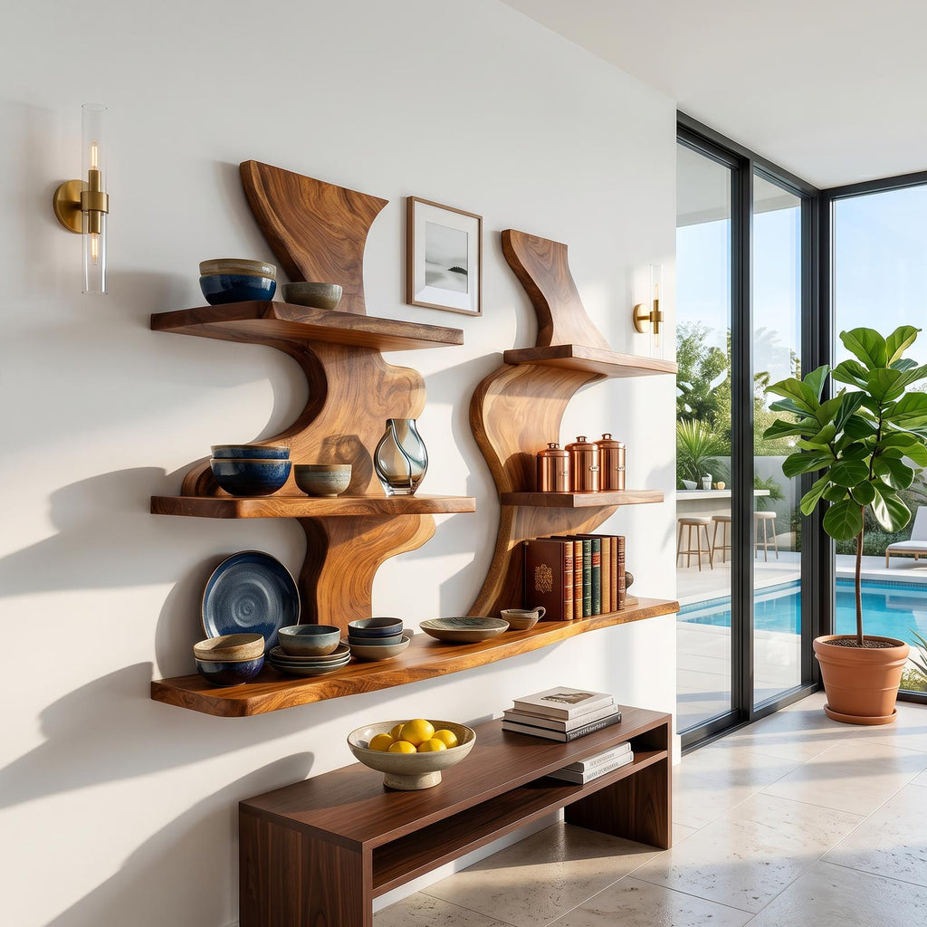 Organic Modern Decorative Wall Shelves for Living Room