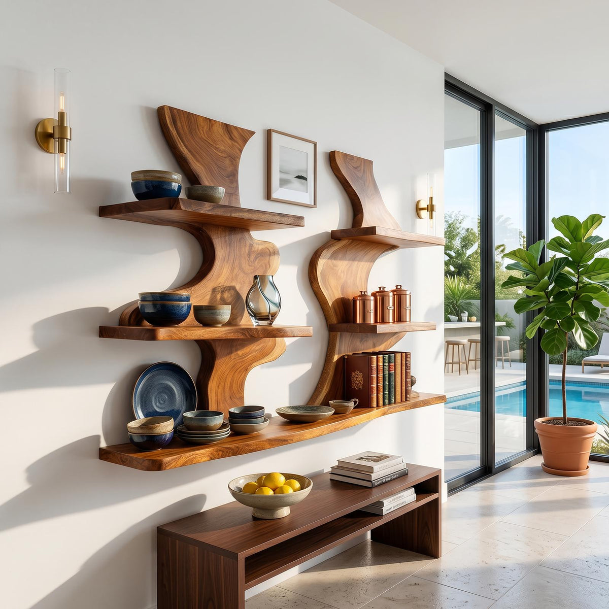 Organic Modern Decorative Wall Shelves for Living Room