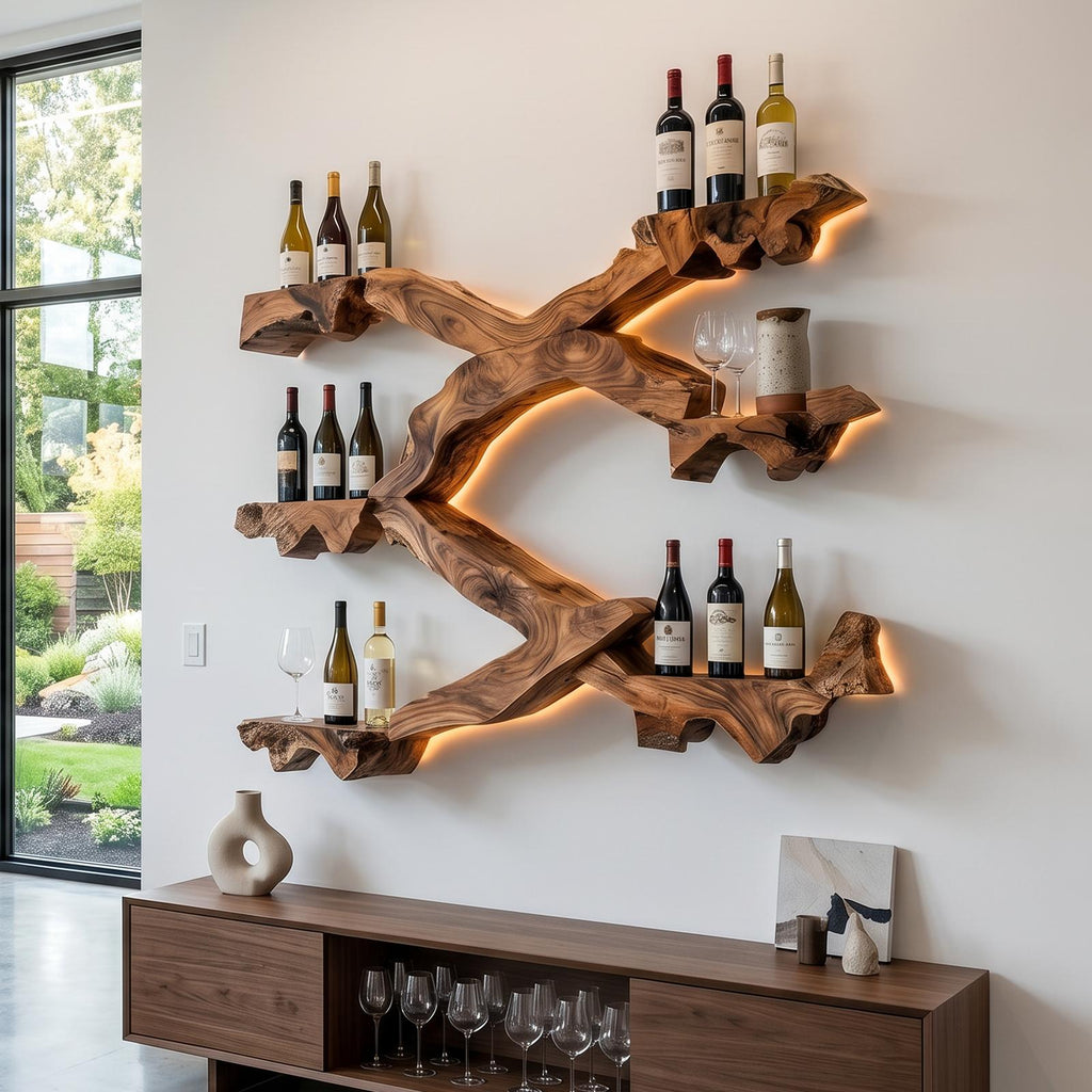 Rustic Wine Stand For Kitchen Vintage Organizer Shelf