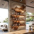 Mid Century Wine Rack For Kitchen Bar Wall Shelf