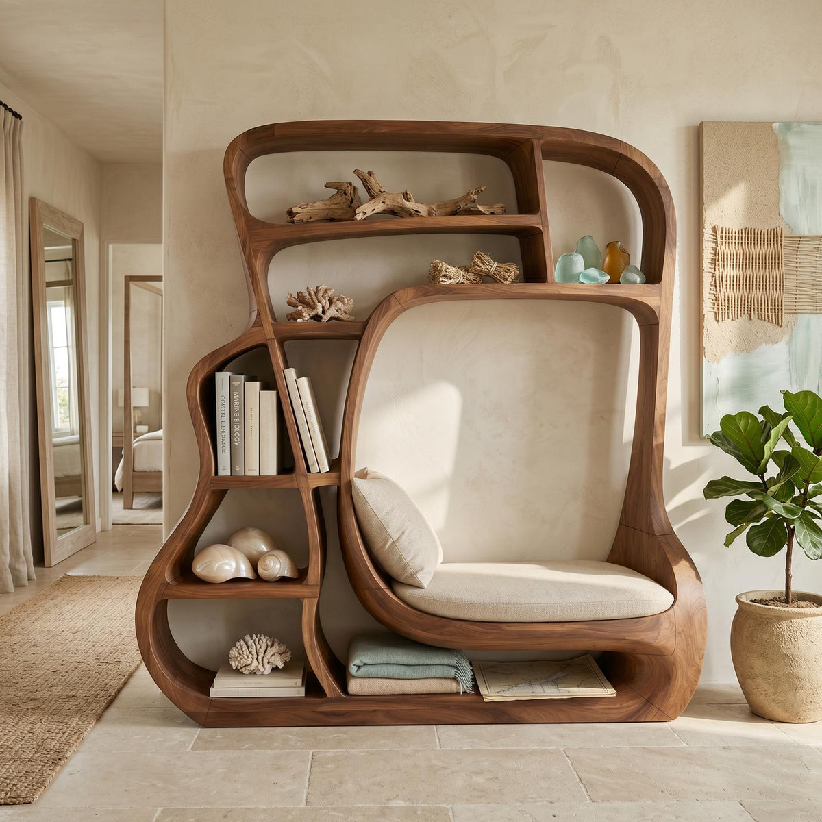 Minimalist Storage Bookcase For Modern Bedroom Interior