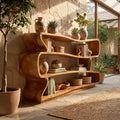 Minimalist Decorative Wooden Bookshelf, Handcrafted Multi-Tier Storage Organizer Display Shelf for Living Room