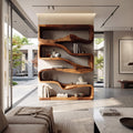 Modern Curved Bookshelf With Flowing Design For Bedroom