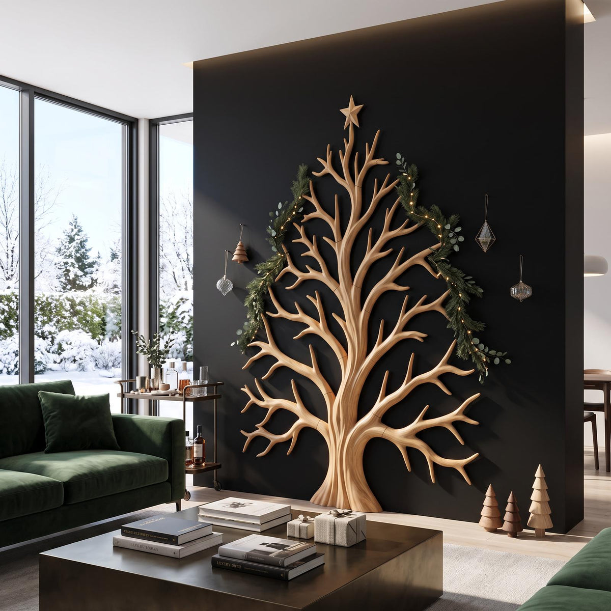 Contemporary Christmas Wall Decor With Artistic Tree Silhouette For Hallway SINLSAWA138