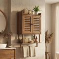 Solid Wood Bathroom Cabinet, Rustic Wall-Mounted Storage Organizer Cupboard for Bathroom Space
