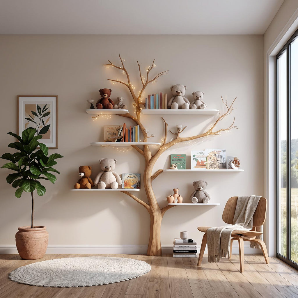 Midcentury Tree Bookshelf Nursery Bedroom