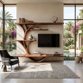 Organic TV Stand With Sculptural Branch Shelves For Living Room