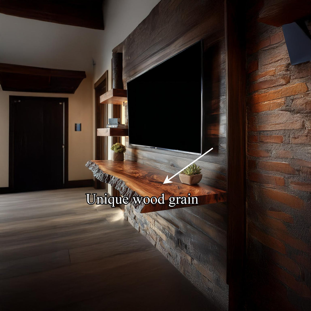 Rustic Floating Shelf Family Room
