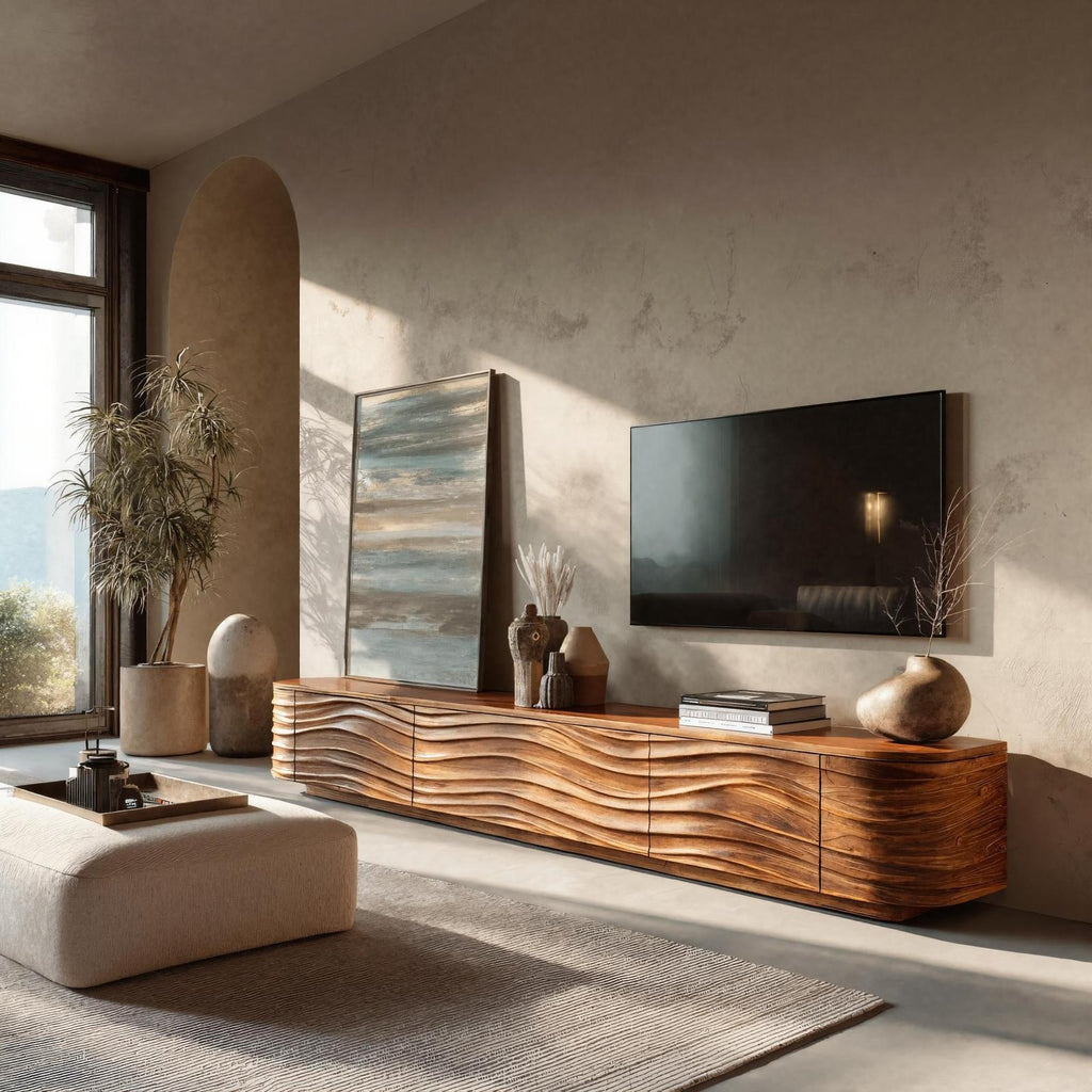 Contemporary Low Wood TV Stand For Media Room RTTHHNTVC081
