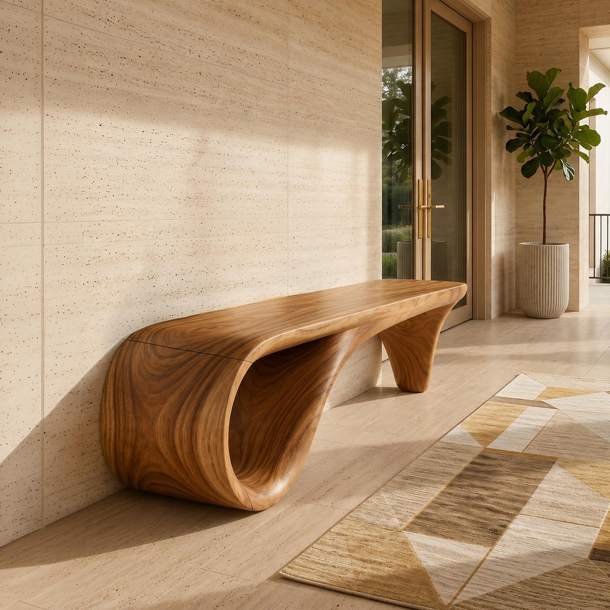 Live Edge Wooden Bench Rustic Interior