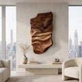 Modern Wall Clock, Carved Wood Circular Abstract Design Hanging Clock for Living Room & Bedroom Wall Decor