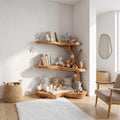 Spry Interior Rustic Corner Tree Bookshelf, Solid Wood Kids Bedroom Wall Mounted Bookcase & Floating Toy Storage Organizer Shelf - SINLSATB312