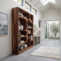 Artistic Wood Bookcase, Handcrafted Sculptural Bookshelf with Open Shelving for Living Room, Bedroom & Office