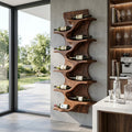 Rustic Natural Solid Wood Wine Rack, Handcrafted Wall Mounted Storage Shelf for Home Bar & Kitchen