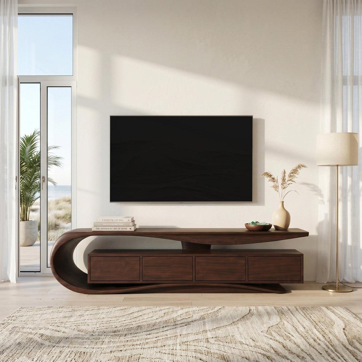 Contemporary Wave TV Console For Living Room
