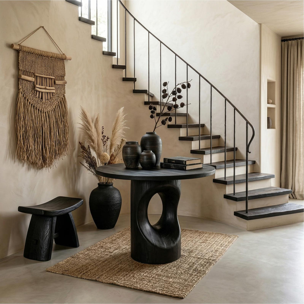 Handcrafted Modern Sculptural Foyer Table For Pedestal Entryway Table