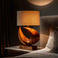 Coastal Artistic Table Lamp, Unique Wooden Driftwood Style Bedside Light for Bedroom & Living Room