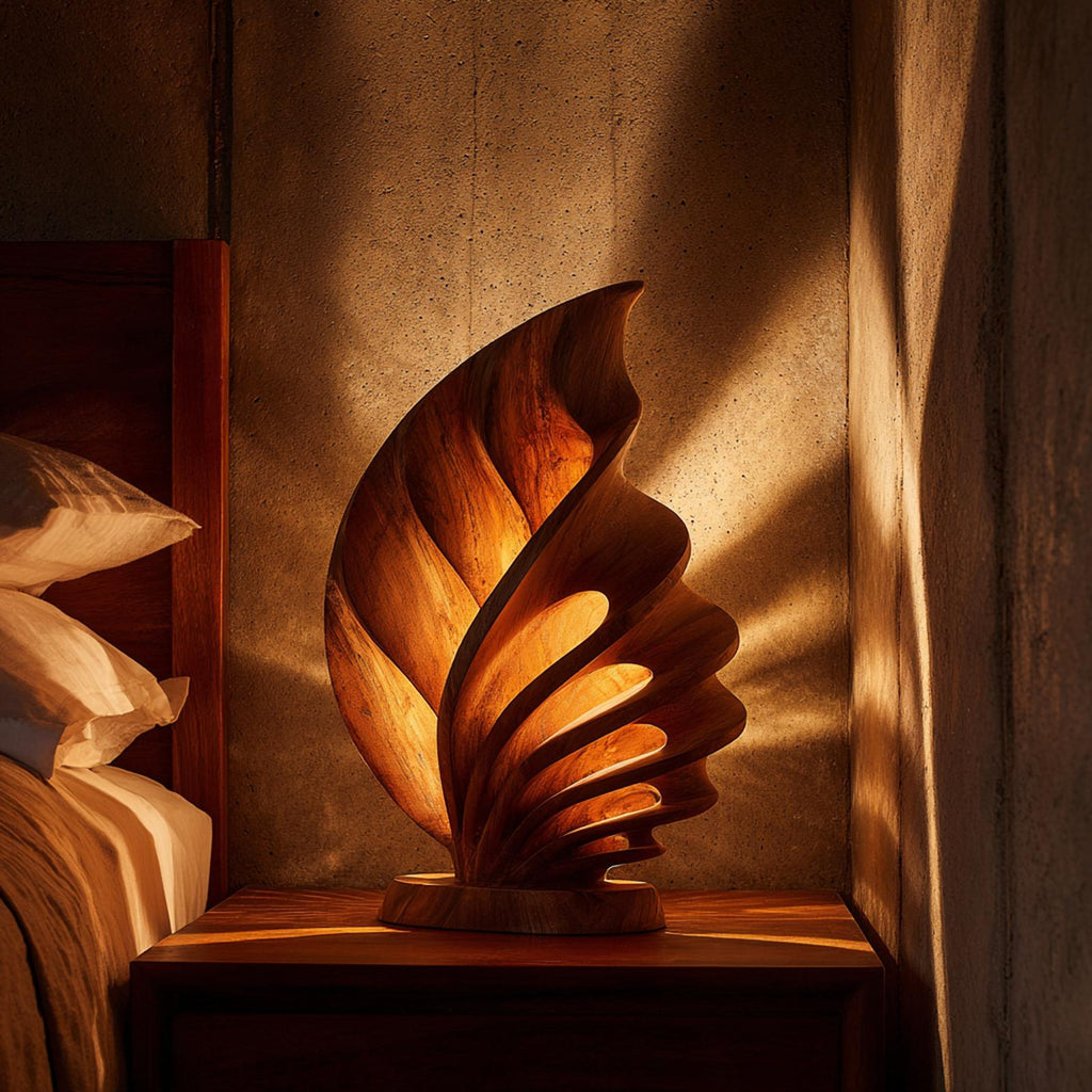 Mid-Century Table Lamp, Vintage Wooden Nightstand Bedside Light for Bedroom & Living Room