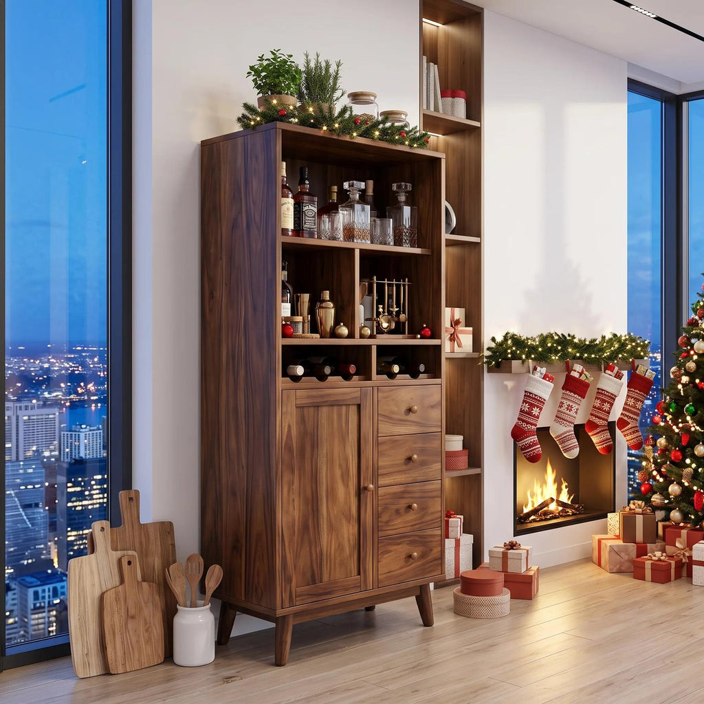 Mid Century Home Bar Cabinet Christmas Living Room