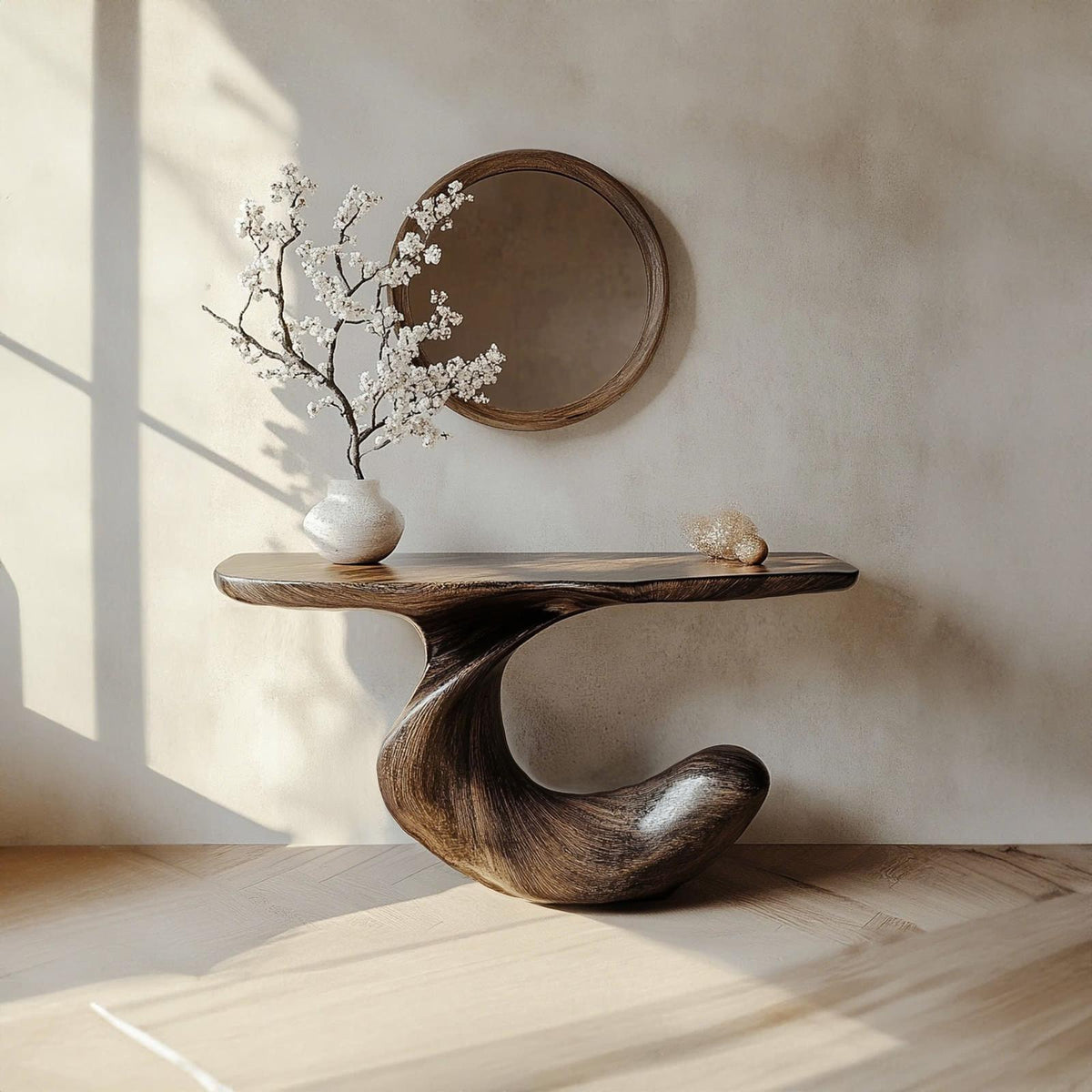 Rustic Solid Wood Console Table Narrow Mini Handmade Side Table