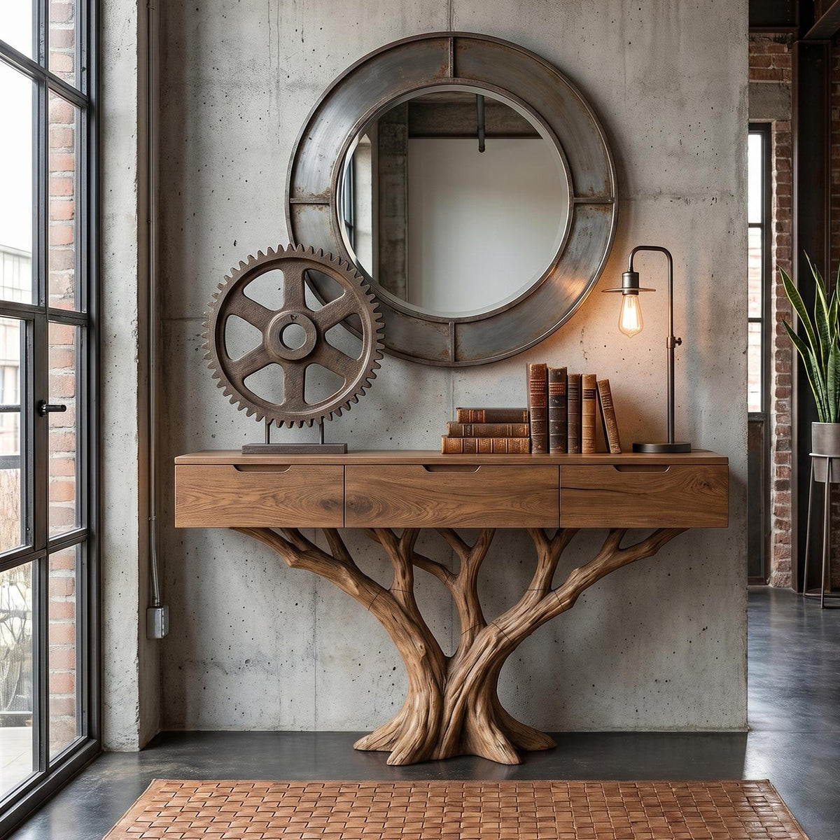 Industrial Tree Root Console Table Modern Loft
