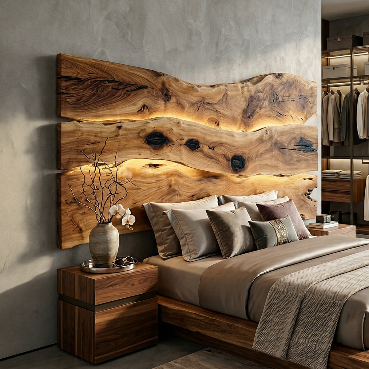 Modern Live Edge Headboard For Luxury Bedroom Interior Decor SILDTTRHB001