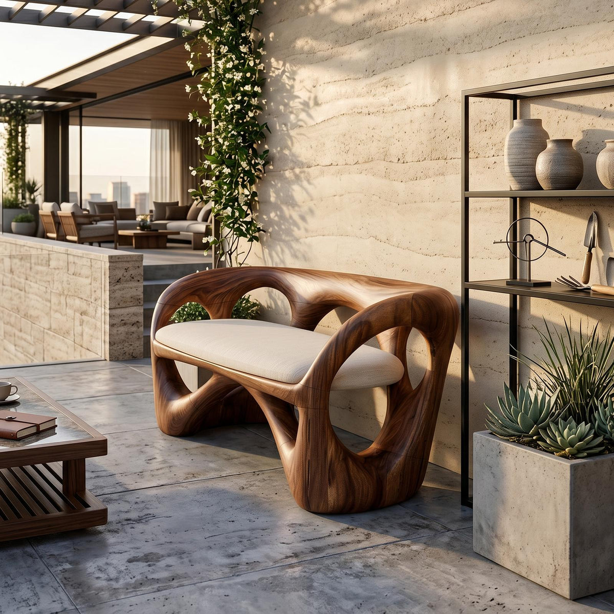 Organic Wooden Bench Contemporary Sunroom SILDTTRBEN080