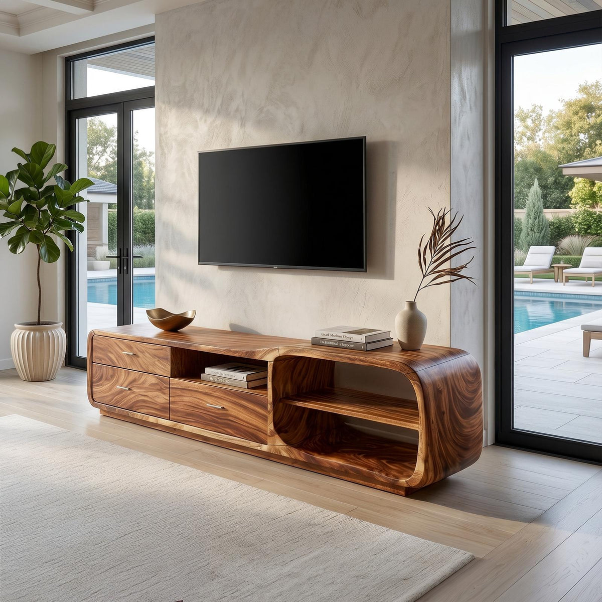 Curved Organic TV Stand Designer Residence SILDTTRTVC107