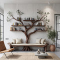 Rustic Sculptural Tree Bookshelf Bench Living Room Interior Statement Furniture