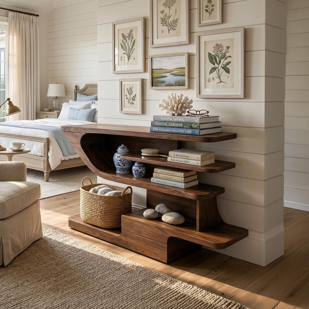 Modern Open Shelf Console Table Luxury Living Room