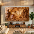 Nature Inspired Forest Wood Wall Art, 3D Layered Wooden Tree Sculpture Sign Panel for Rustic Cabin Bedroom Decor